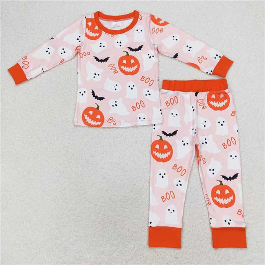 GLP1198Pink boo ghost pumpkin girls Halloween pajamas