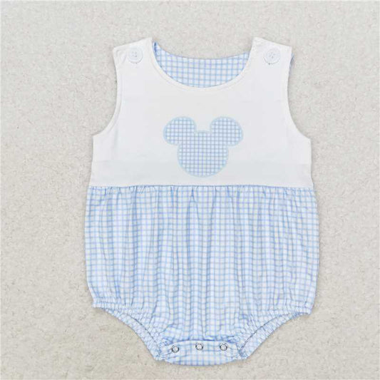 SR1534 Baby Boys Blue Mouse Sleeveless Summer Rompers
