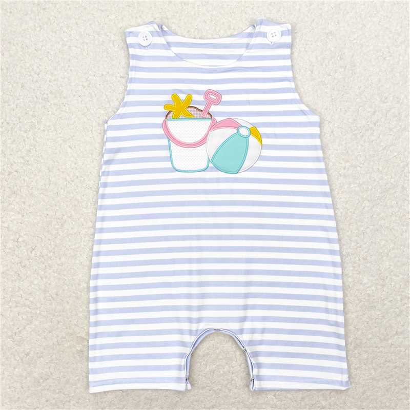 SR1517 Baby Boys Stripes Beach Wear Sleeveless Summer Rompers
