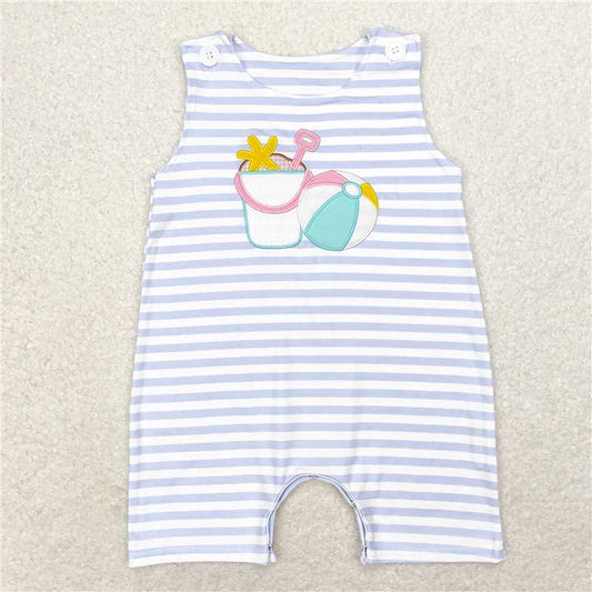 SR1517 Baby Boys Stripes Beach Wear Sleeveless Summer Rompers
