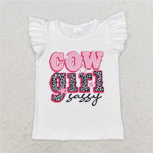 USA Shop (in stock)GT0504 Cow Girl Sassy Flutter Sleeve T-shirt Top