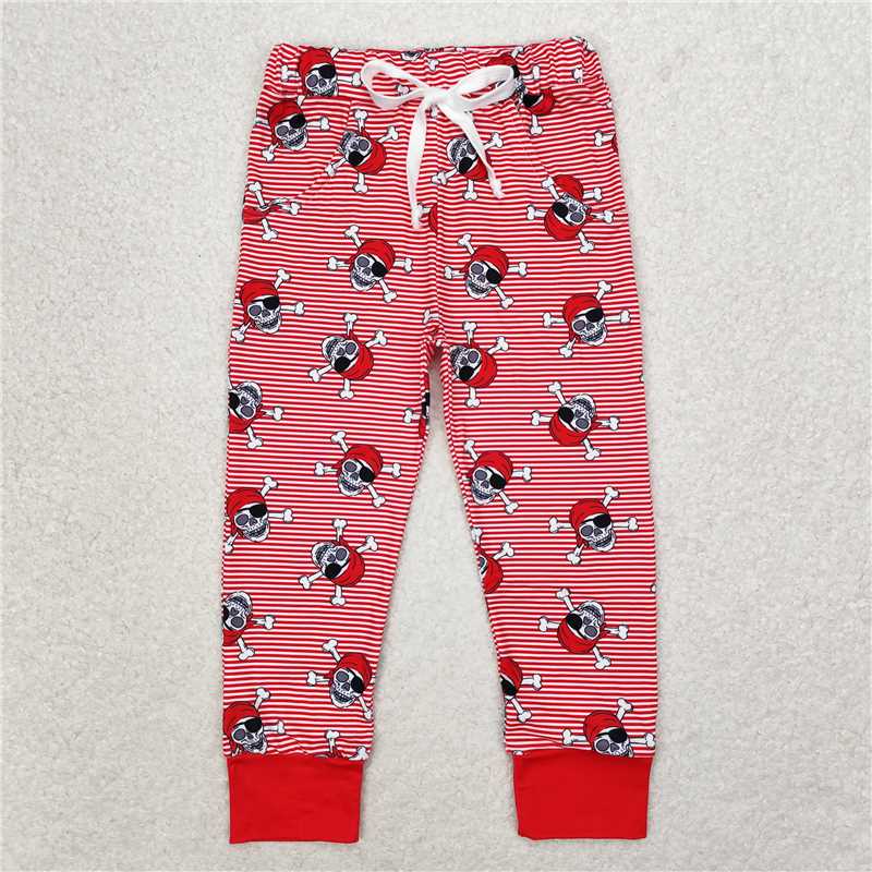 P0479  Baby Boys Halloween Red Stripes Skulls Pants