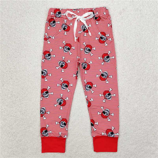 P0479  Baby Boys Halloween Red Stripes Skulls Pants