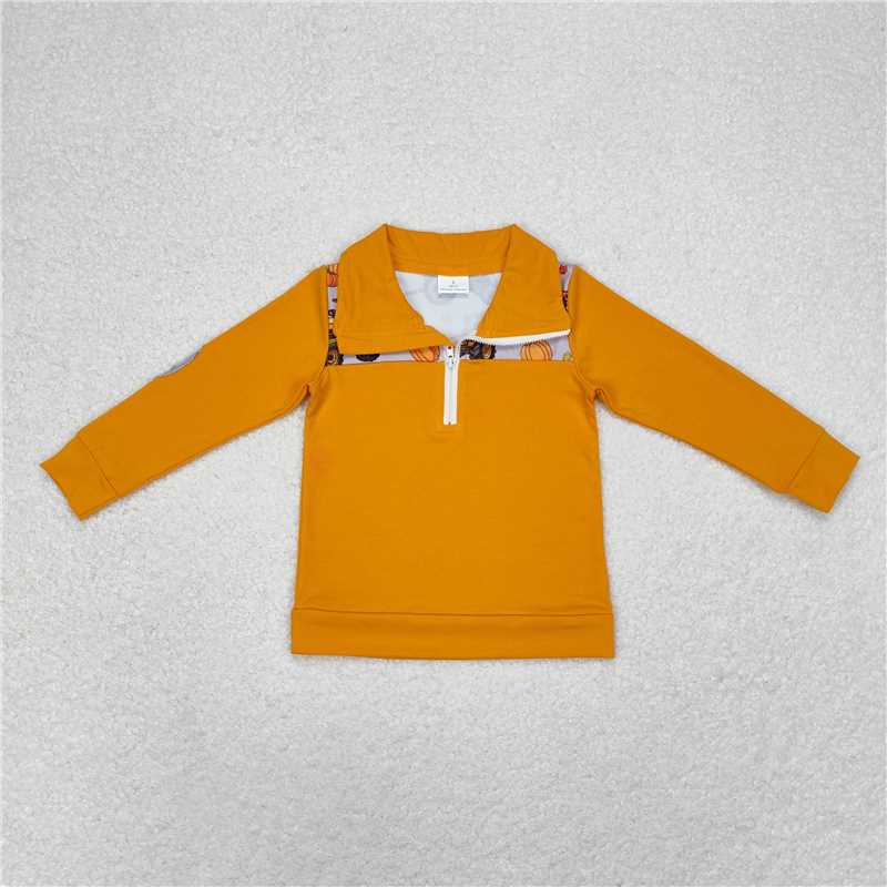 BT0695Long sleeves pumpkin constructions kids boys fall pullover