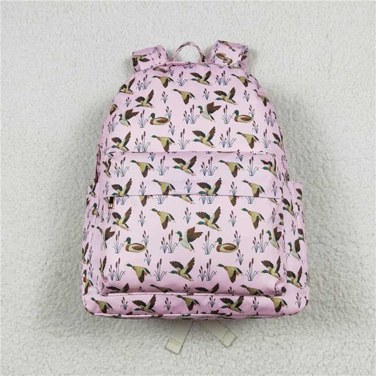 USA Warehouse (IN STOCK)BA0202  Baby Kids Girls Pink Ducks Backpack Zip Back Bags
