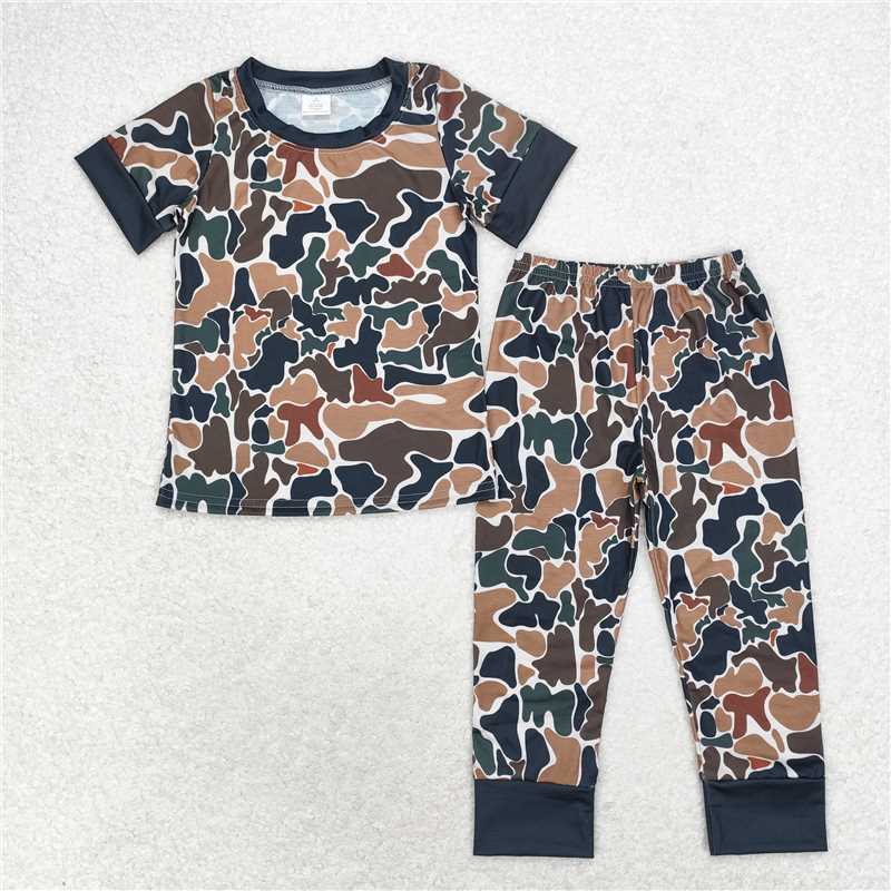 BSPO0443 Baby Boys Brown Camo Shirt Pants Bamboo Pajamas Clothes Sets