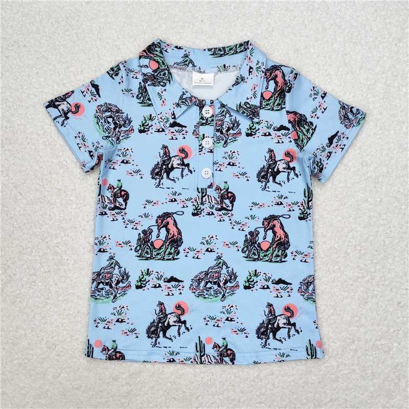 BT0661  Baby Boys Rodeo Buttons Short Sleeve Tee Shirts Tops