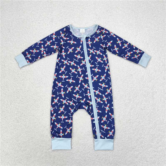 RTS LR1024 Modal Navy Blue Zipper Long Sleeve Bodysuit