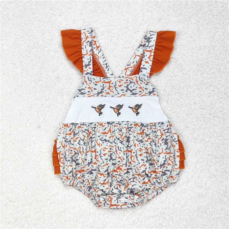 SR1742  Baby Girls Embroidery Camo Ducks Sibling Dresses Rompers Clothes Sets