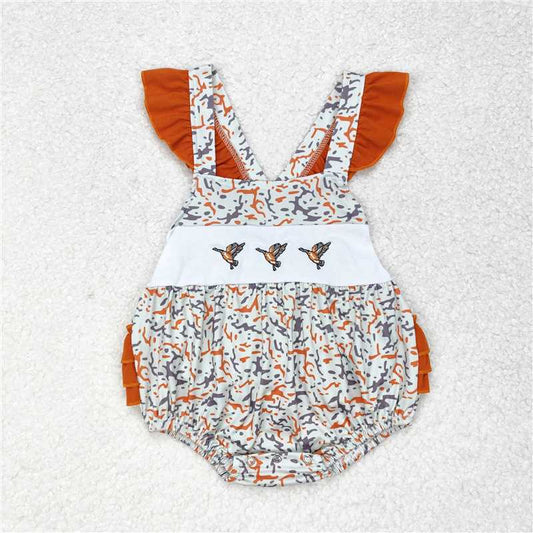SR1742  Baby Girls Embroidery Camo Ducks Sibling Dresses Rompers Clothes Sets
