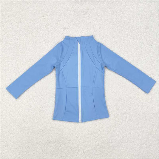 GT0684  Baby Girls Light Blue Zip Pocket Yoga Active Wear Jackets
