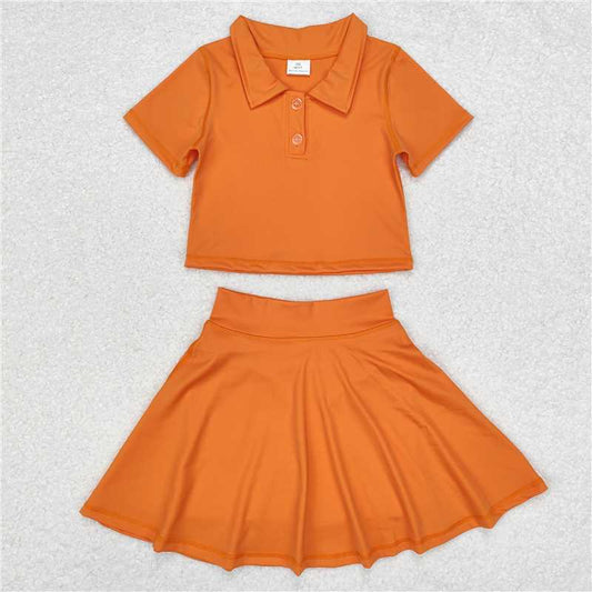GSD1394  Sibling Baby Girls Buttons Shirt Skirt Active Wear Clothes Sets