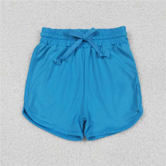 12.23 RTS NO MOQ （In stock）Matching SS0504 Baby Girls Hot Blue Belt Yoga Shorts Bottoms