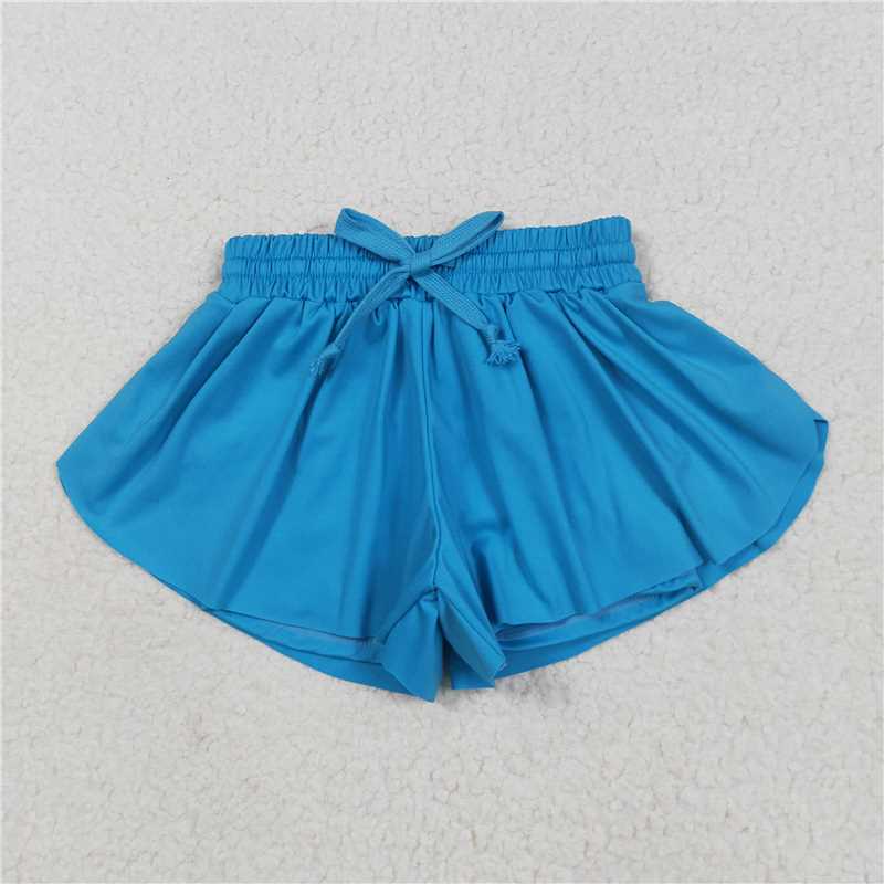 12.22 RTS NO MOQ （In stock）Matching SS0549 Baby Girls Blue Yoga Skort Shorts Bottoms