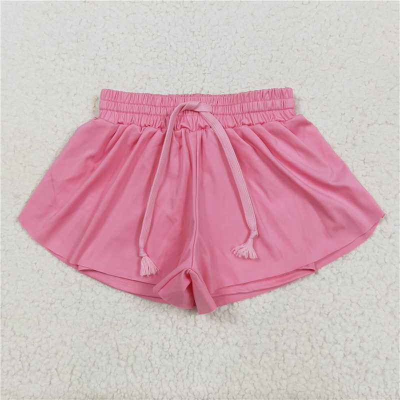 12.22 RTS NO MOQ （In stock）Matching SS0546 Baby Girls Pink Yoga Shorts Bottoms