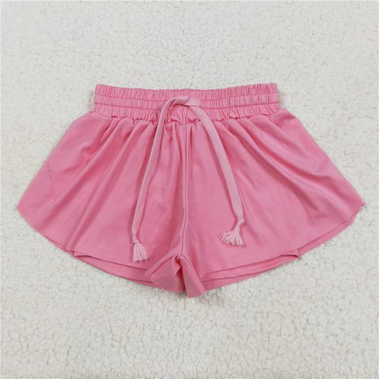 12.22 RTS NO MOQ （In stock）Matching SS0546 Baby Girls Pink Yoga Shorts Bottoms