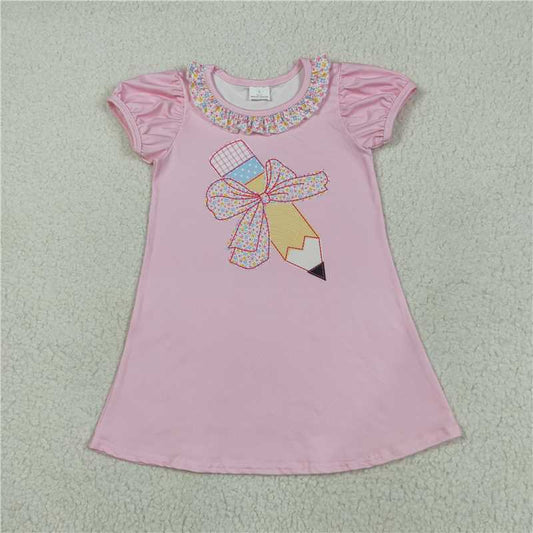 12.27 RTS NO MOQ （In stock）GSD2017 Baby Girls Pencils Bow A-Line Knee Length Dresses