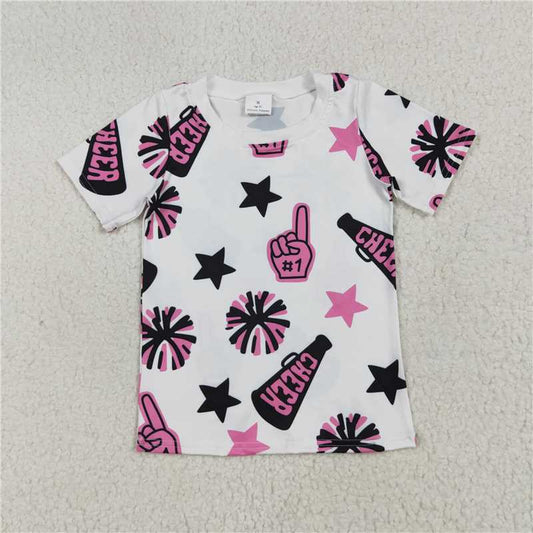 11.15 RTS NO MOQ （In stock）Matching GT0994 Baby Girls Short Sleeves Pink Firework Stars Tee Shirts Tops