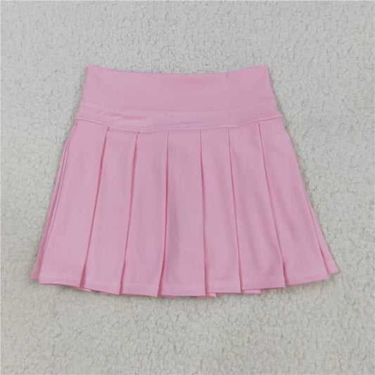 12.24 RTS NO MOQ （In stock）Matching GLK0088 Baby Girls Light Pink Yoga Active Wear Pleated Skirts