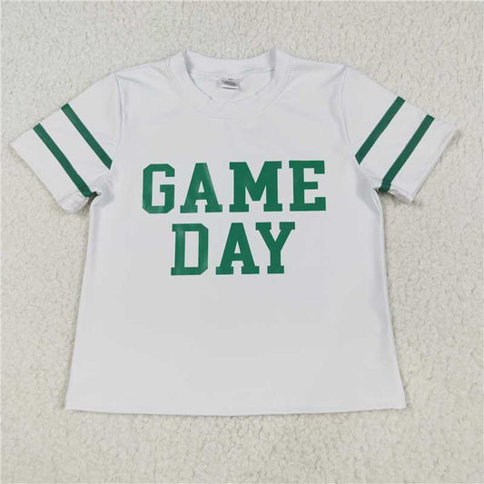 11.15 RTS NO MOQ （In stock）Matching GT1103 Baby Girls Vinyl Green Game Day Yoga Avtive Team Tee Shirts