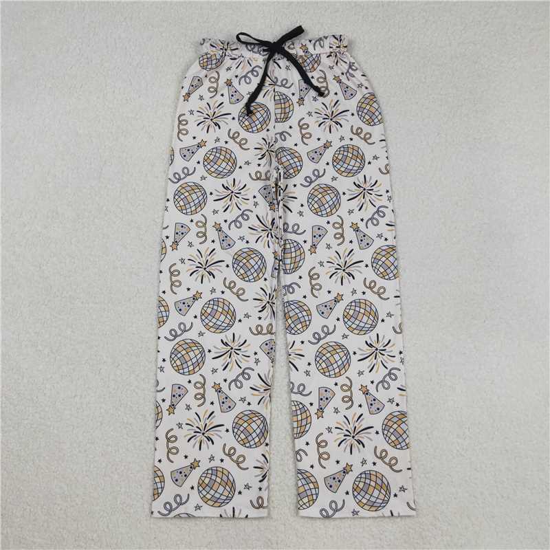 11.6 RTS NO MOQ （In stock）Matching Happy New Year P0792 Adult Women New Years Disco Lounge Wear Pants