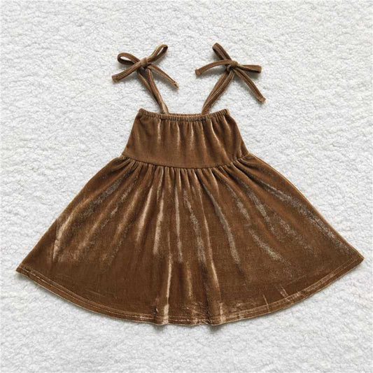 GSD0448 Baby Girls Velvet Knee Length Stripes Dresses