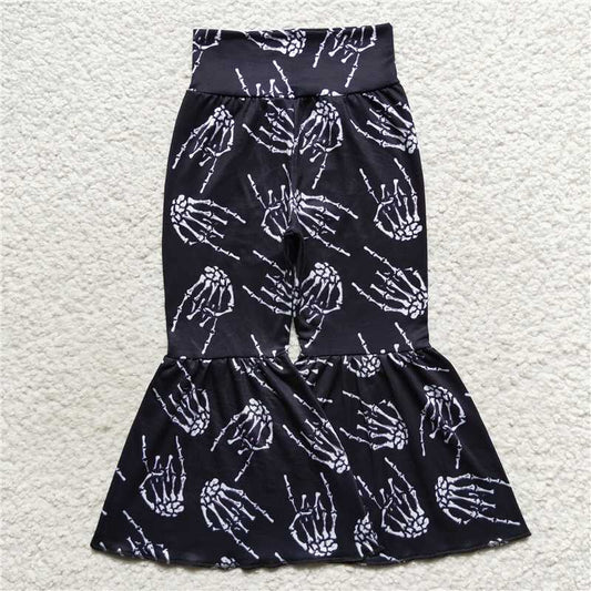 P0259  Baby Girls Black Halloween Bones Bell Pants
