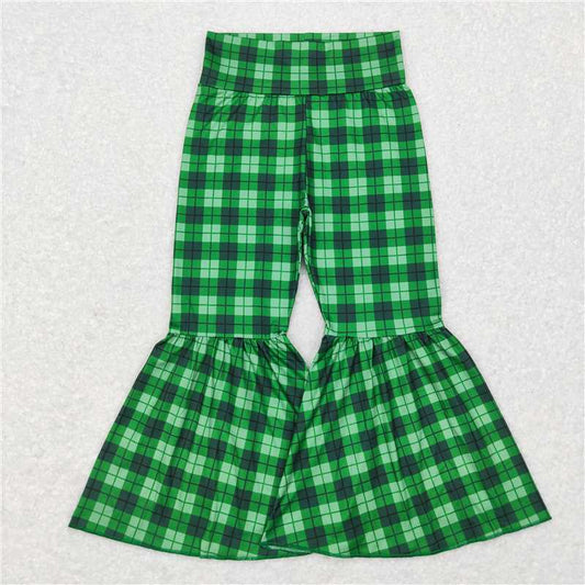 P0341  Baby Girls Green Plaid St Patrick Day Bell Bottom Pants Regular price$5.50 USD