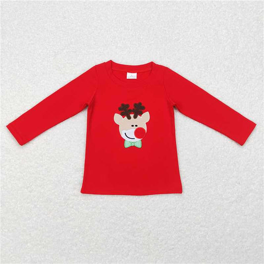 BT0257  Baby Girls Christmas Deer Long Sleeve Tee Shirts Tops