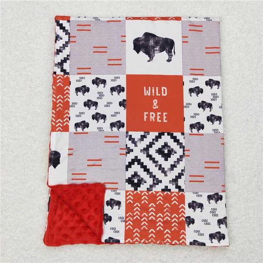 BL0072  Baby Kids Wild Western Cow Minky Blankets