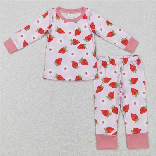 GLP0961Strawberry flower long sleeves girls spring pajamas