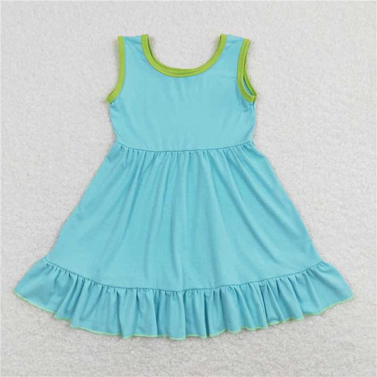 GSD0657  Baby Girls Sleeveless Aqua Ruffle Dresses