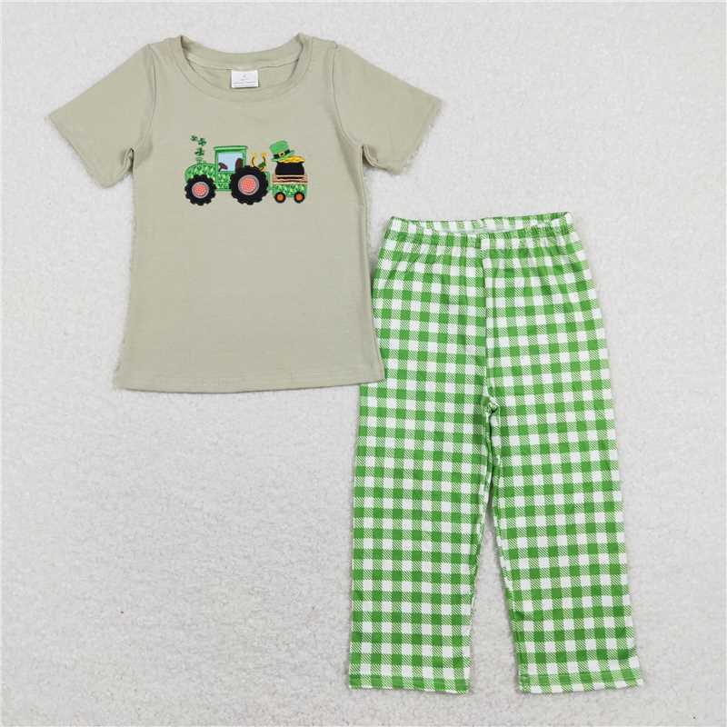 BSPO0276 Baby Boys St Patrick Day Quatrefoil Top Pants Clothes Sets