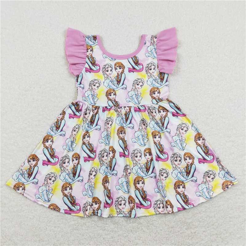 GSD0762  Frozen Princess Rose Pink Fly Sleeve Dress