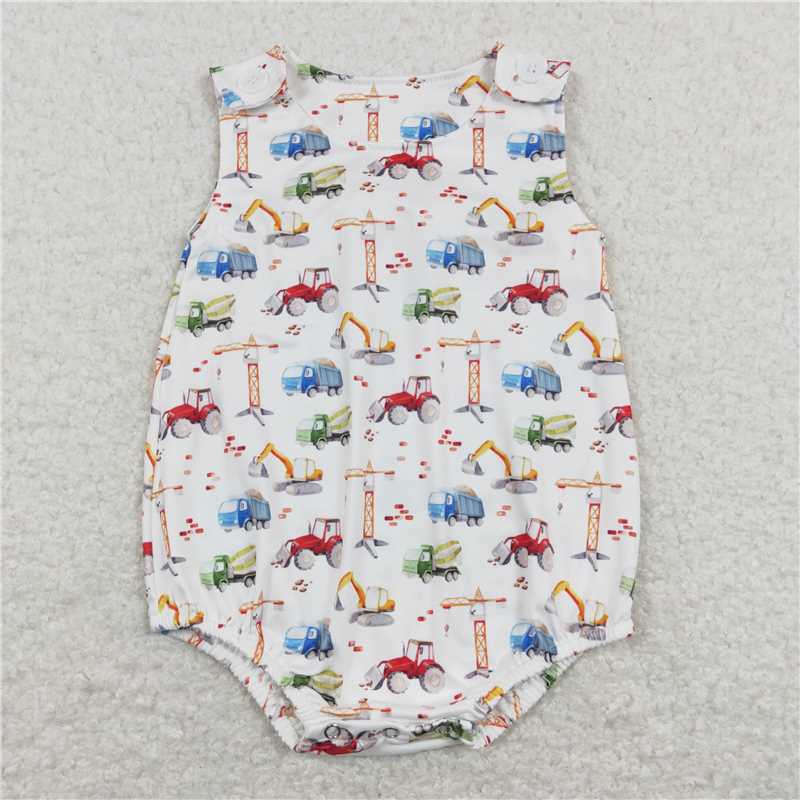 SR0602 Baby Infant Boys Construction Summer Sleeveless Rompers