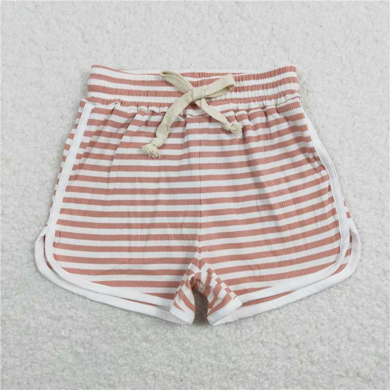 SS0211  Baby Girls Pink Stripes Cotton Sports Design Shorts