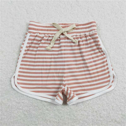 SS0211  Baby Girls Pink Stripes Cotton Sports Design Shorts