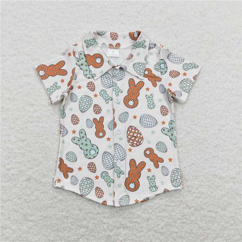 BT0529  Baby Boys Easter Rabbit Buttons Tee Shirts Tops