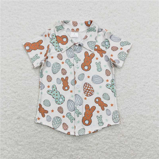 BT0529  Baby Boys Easter Rabbit Buttons Tee Shirts Tops