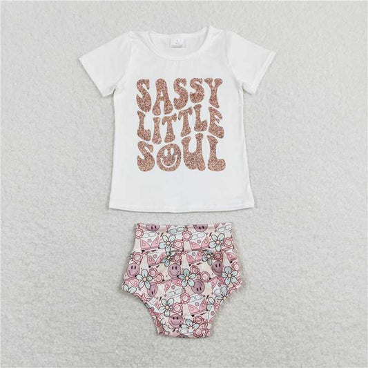 GBO0207  Baby Girls Infant Summer Sassy Little Soul Bummies Clothes Sets
