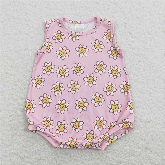 SR0574  Baby Infant Girls Flowers Summer Sleeveless Rompers