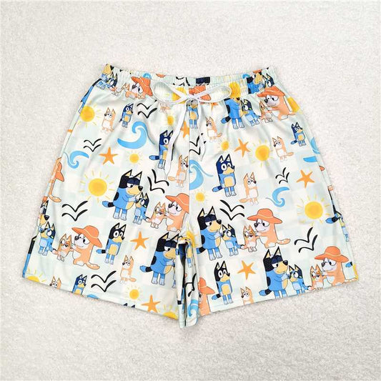S0360  Adult Man Dogs Family Starfish Bottom Trunk Shorts Swimwear