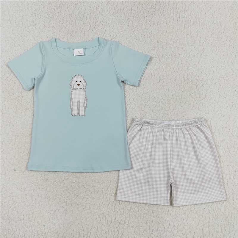BSSO0593 Baby Boys Dog Short Sleeve Shirts Summer Shorts Clothes Sets