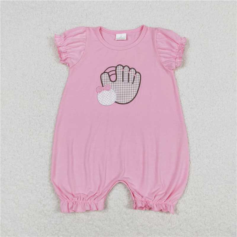 SR1213  Baby Kids Baseball Summer Embroidery Sibling Rompers Clothes Sets