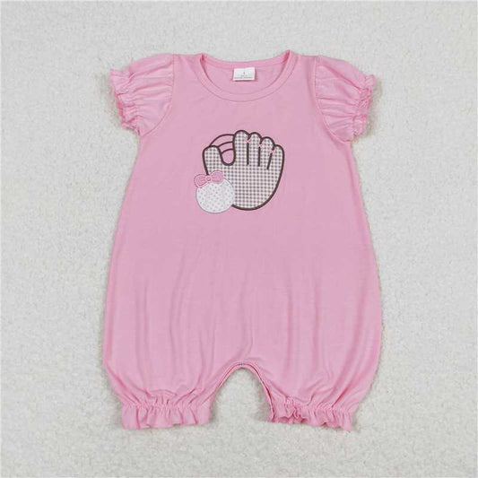 SR1213  Baby Kids Baseball Summer Embroidery Sibling Rompers Clothes Sets