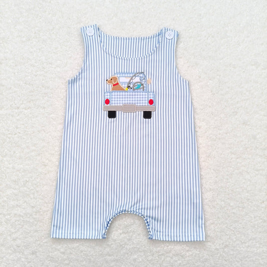 SR1170 Baby Boys Dog Fishing Sibling Rompers Clothes Sets