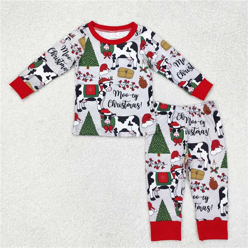 BLP0513RTS NO MOQ  Baby Boys Winter Outfits Cows merry Christmas baby kids pajamas