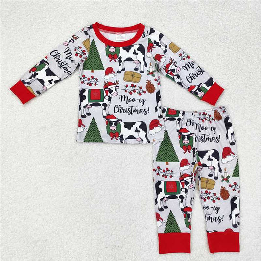 BLP0513RTS NO MOQ  Baby Boys Winter Outfits Cows merry Christmas baby kids pajamas