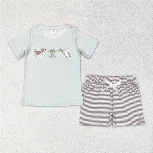 BSSO0980  Baby Boys Short Sleeve Dog Duck Top Shorts Clothes Sets
