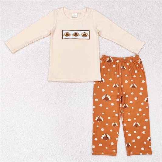 BLP0542Turkey top pants kids boys Thanksgiving day outfits